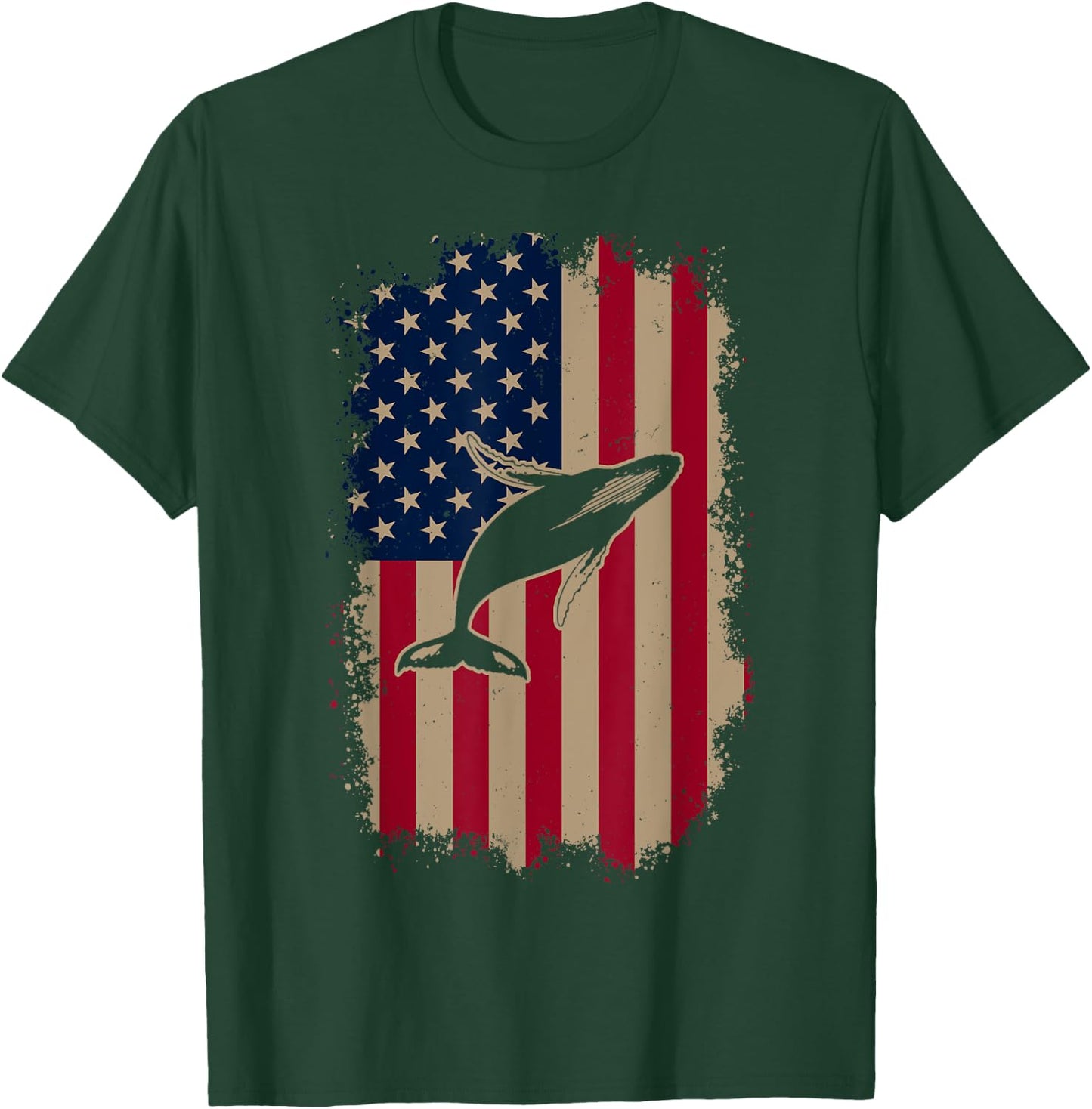 American US Flag Humpback Whale T-Shirt - T-Shirt | Forest