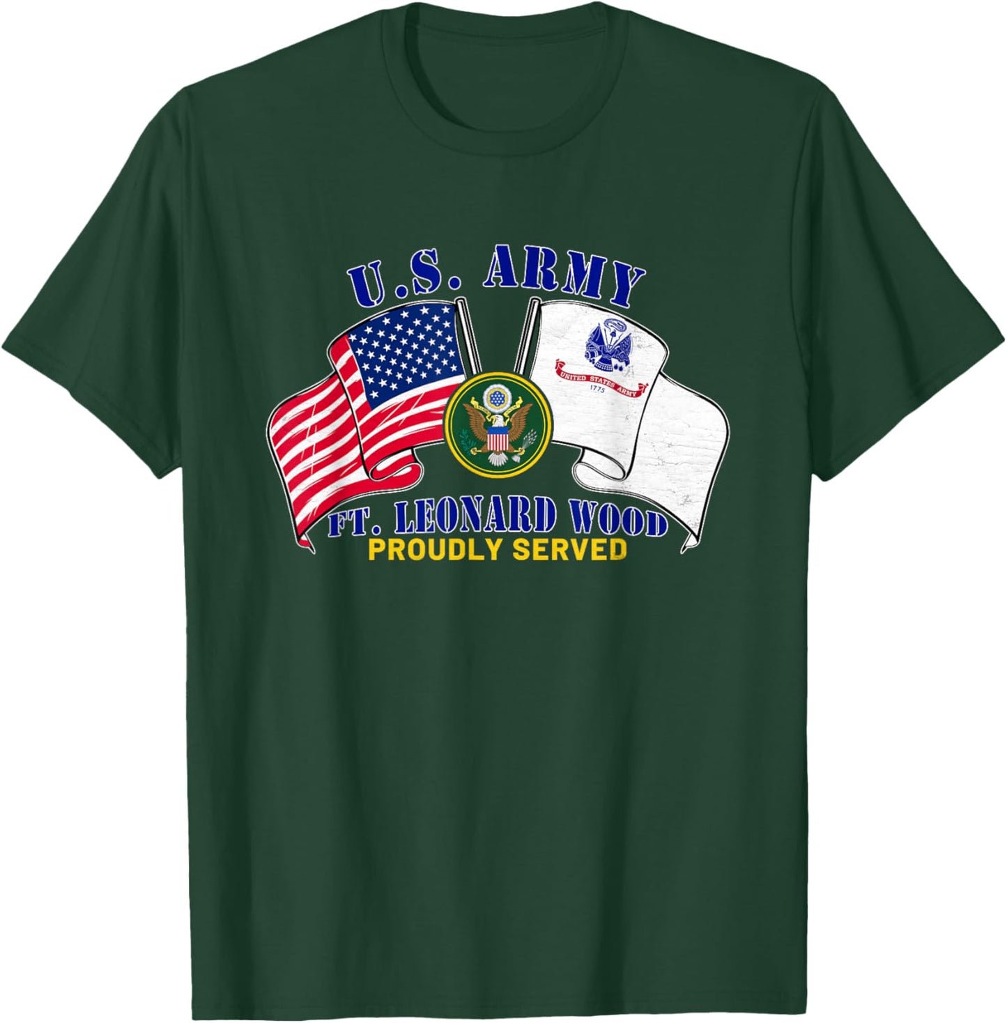 Fort Leonard Wood Missouri Mo Us Army Base American Flag Men T-Shirt - T-Shirt | Forest