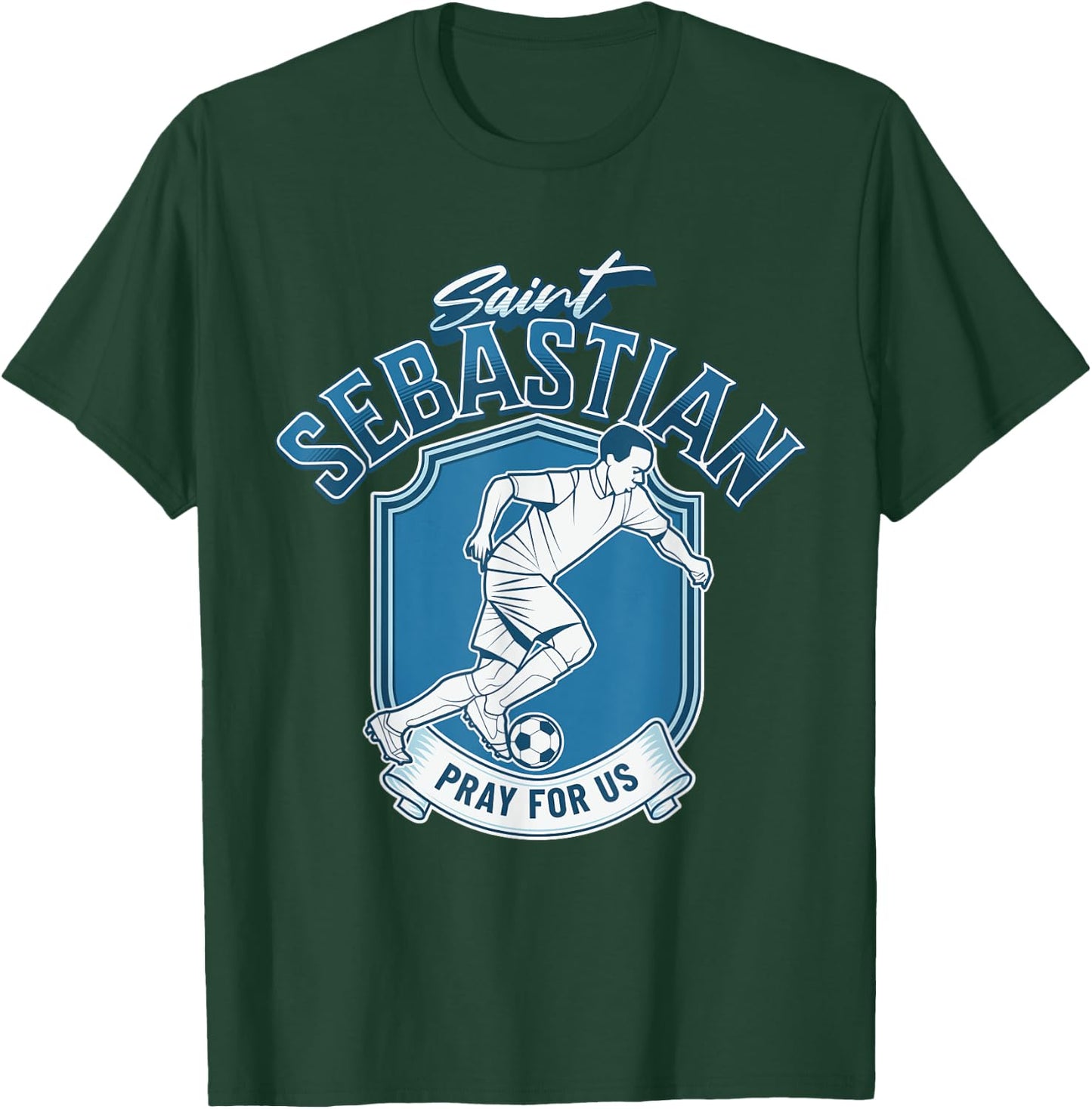 St Sebastian Patron Saint of Athletes Soccer Ball Football T-Shirt - T-Shirt | Forest