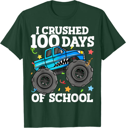 100 Days of School Monster Truck 100th Day of School Boys T-Shirt - T-Shirt | Forest