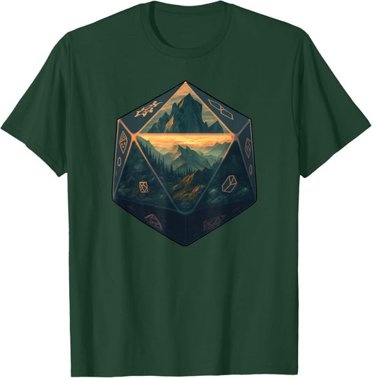 D20 Dice Art Fantasy Gaming Cool Realistic D20 dice T-Shirt - T-Shirt | Forest
