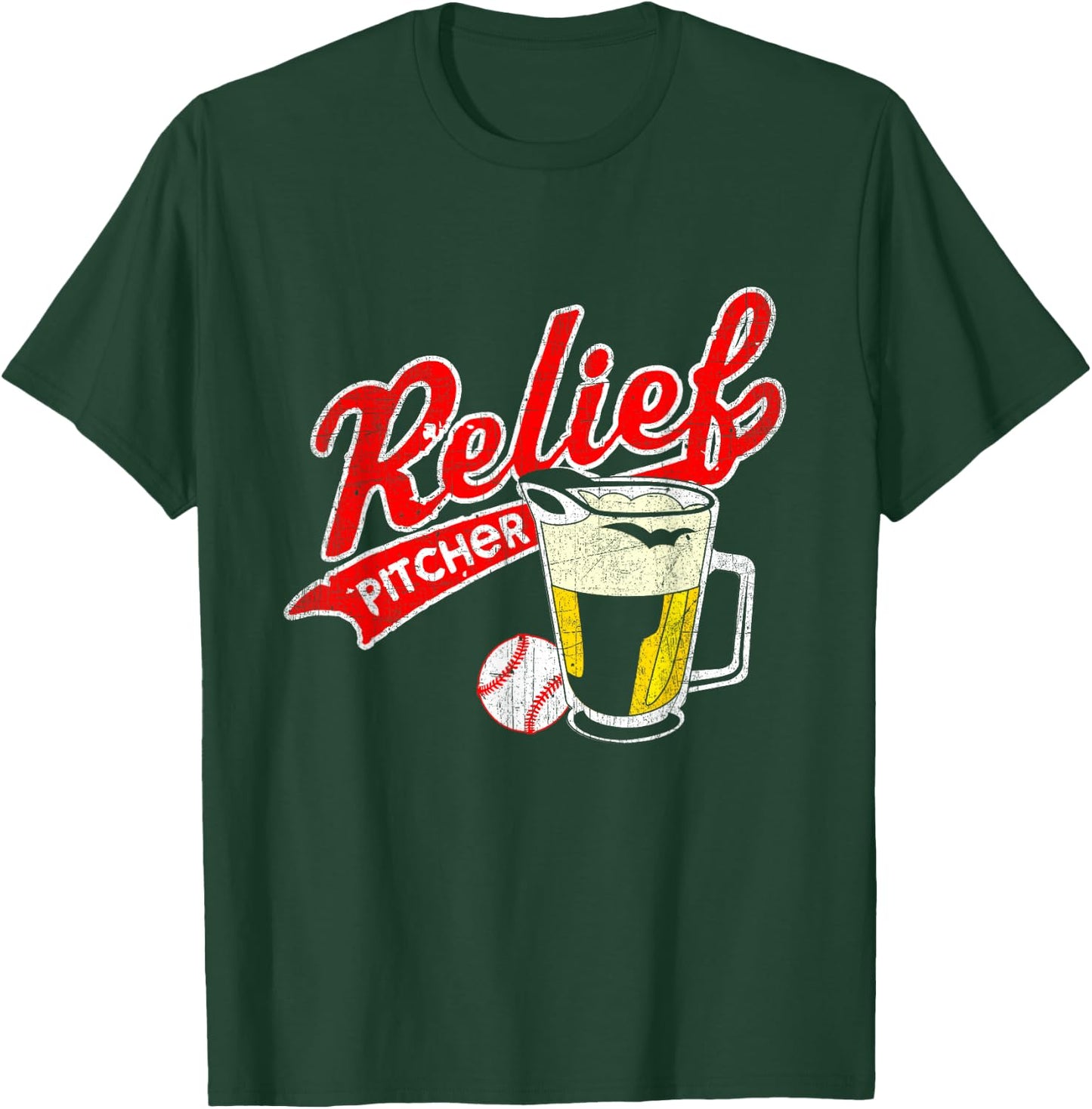 Relief Pitcher Beer and Baseball - Funny Player T-Shirt - T-Shirt | Forest