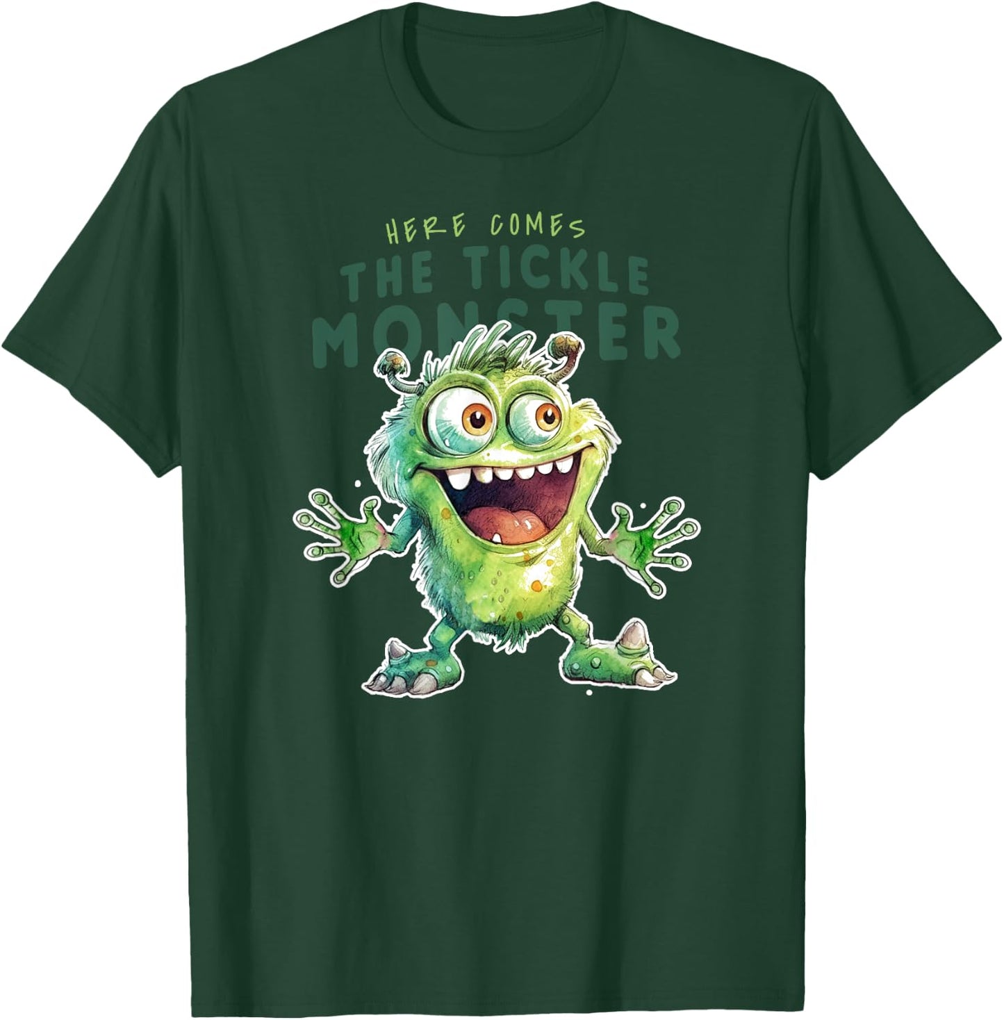 Here Comes The Tickle Monster Funny Childish Cool Tickling T-Shirt - T-Shirt | Forest