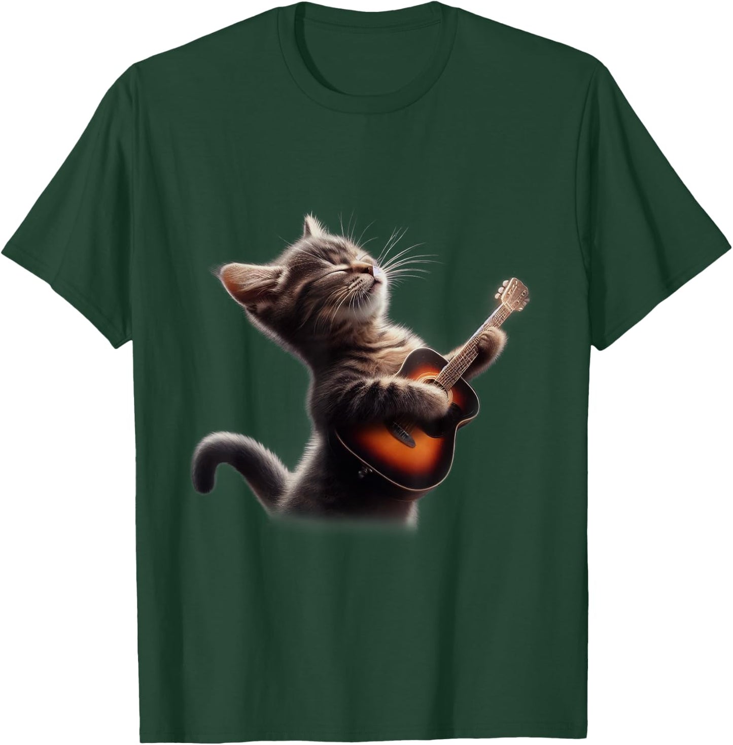 Cat Playing Guitar - Funny Rock Music Guitar Cat Women Kids T-Shirt - T-Shirt | Forest