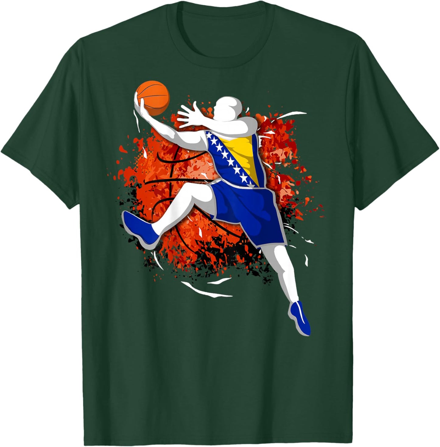 Bosnia and Herzegovina Basketball Fans Jersey Bosnian Flag T-Shirt - T-Shirt | Forest