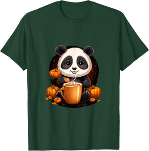 Panda Pumpkin Spice Latte Autumn Halloween T-Shirt - T-Shirt | Forest