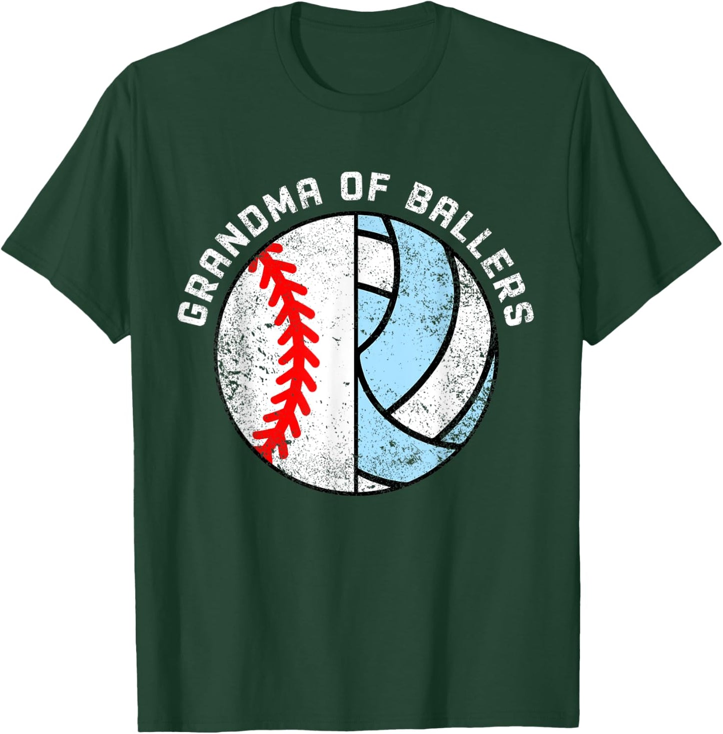 Grandma Of Ballers Funny Baseball Volleyball Grandma T-Shirt - T-Shirt | Forest