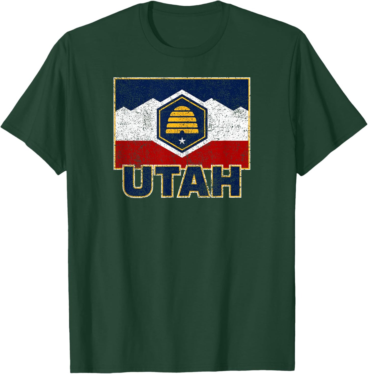 Distressed New Utah Flag T-Shirt - T-Shirt | Forest