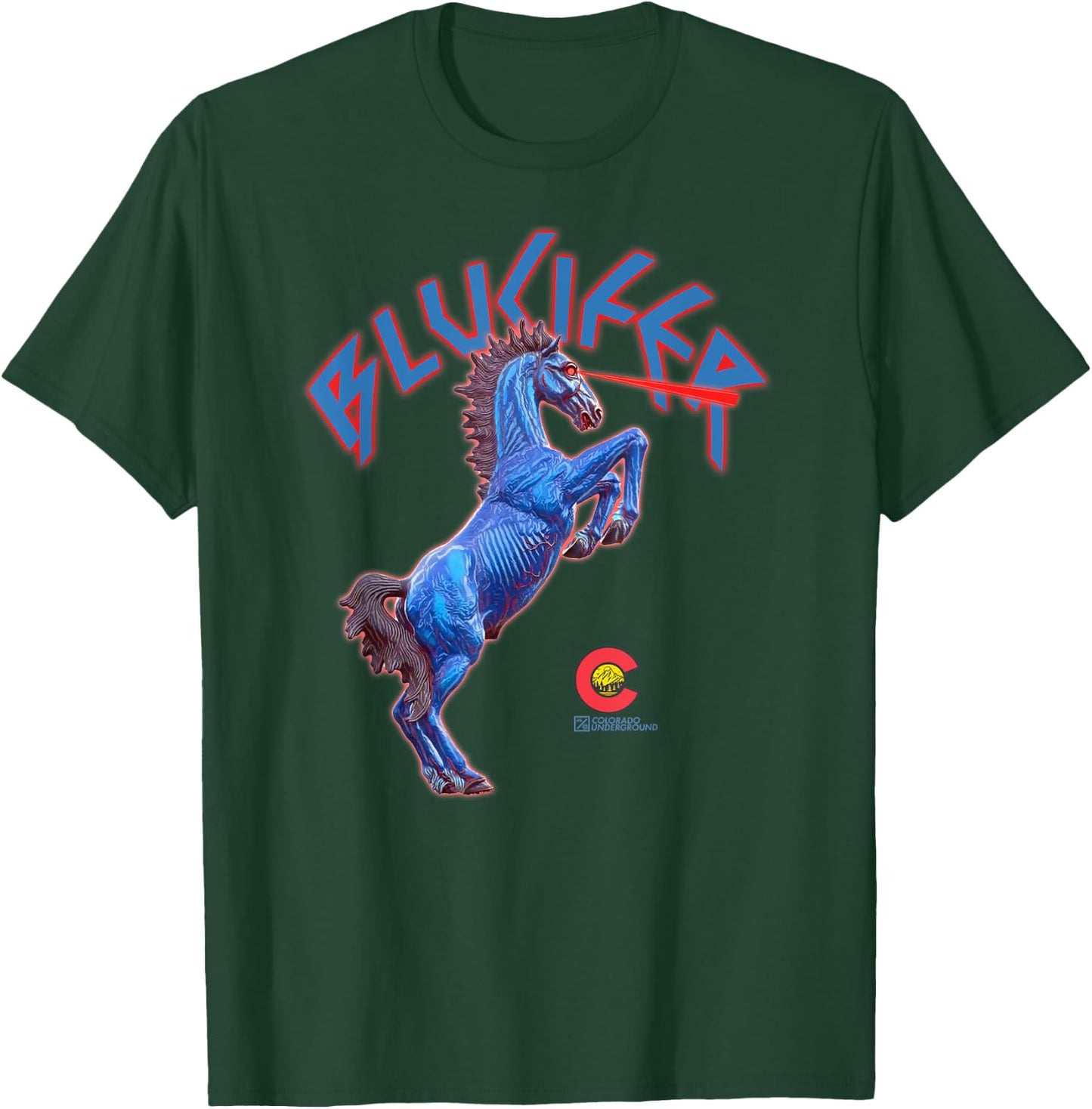 Colorado Blucifer Demon Horse T-Shirt - T-Shirt | Forest