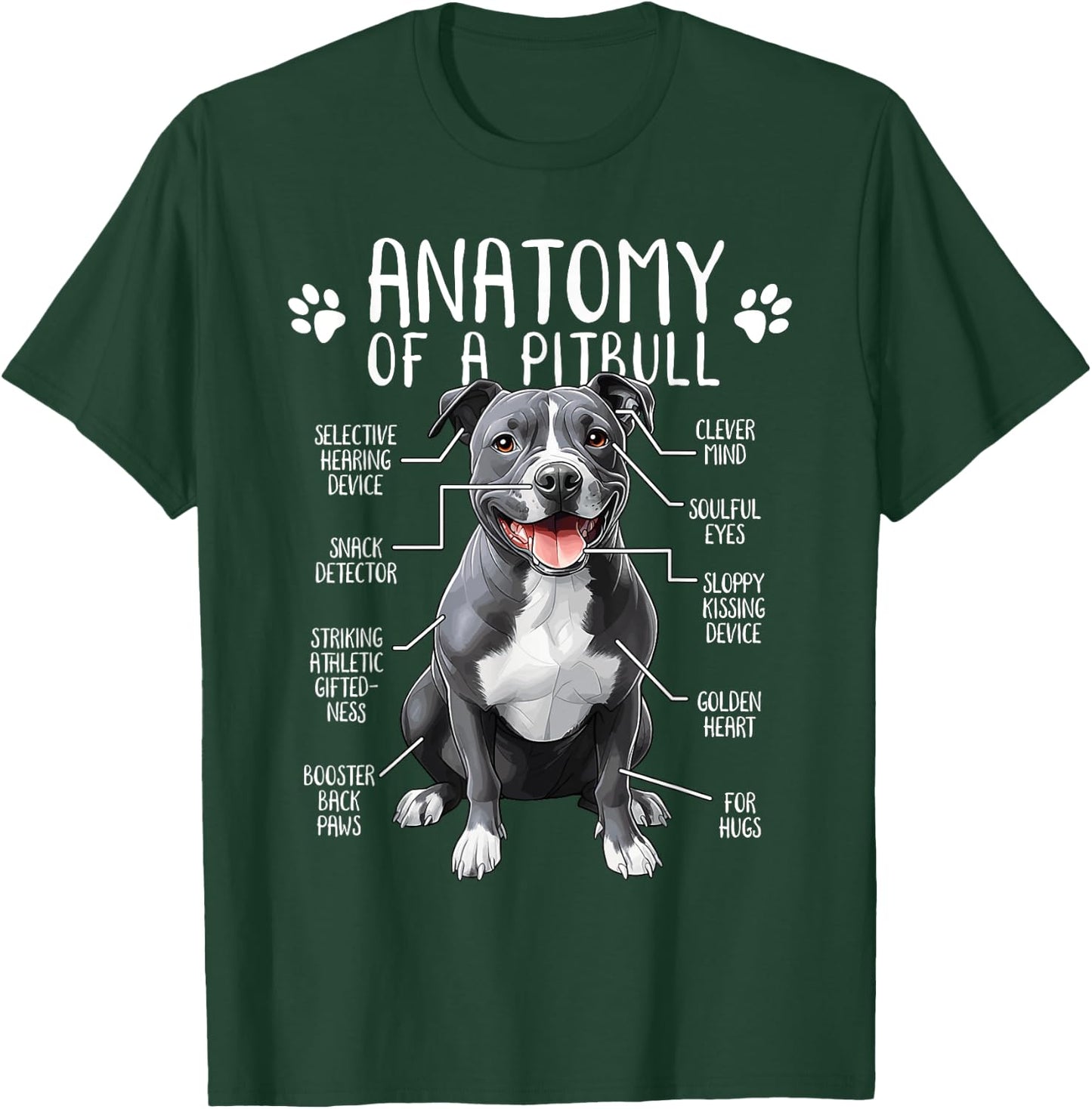 Funny Anatomy Pitbull Dog Cute Pittie Lover Pit Bull Owner T-Shirt - T-Shirt | Forest
