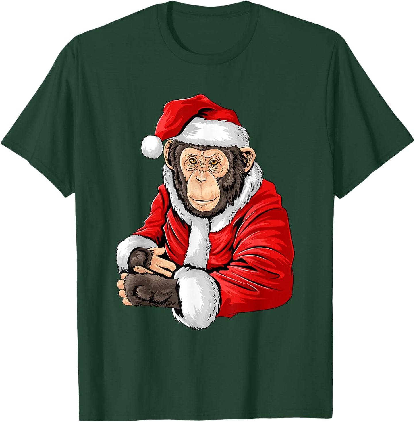 Monkey Santa Costume Christmas Pajama Cool Zoo Animal X-Mas T-Shirt - T-Shirt | Forest