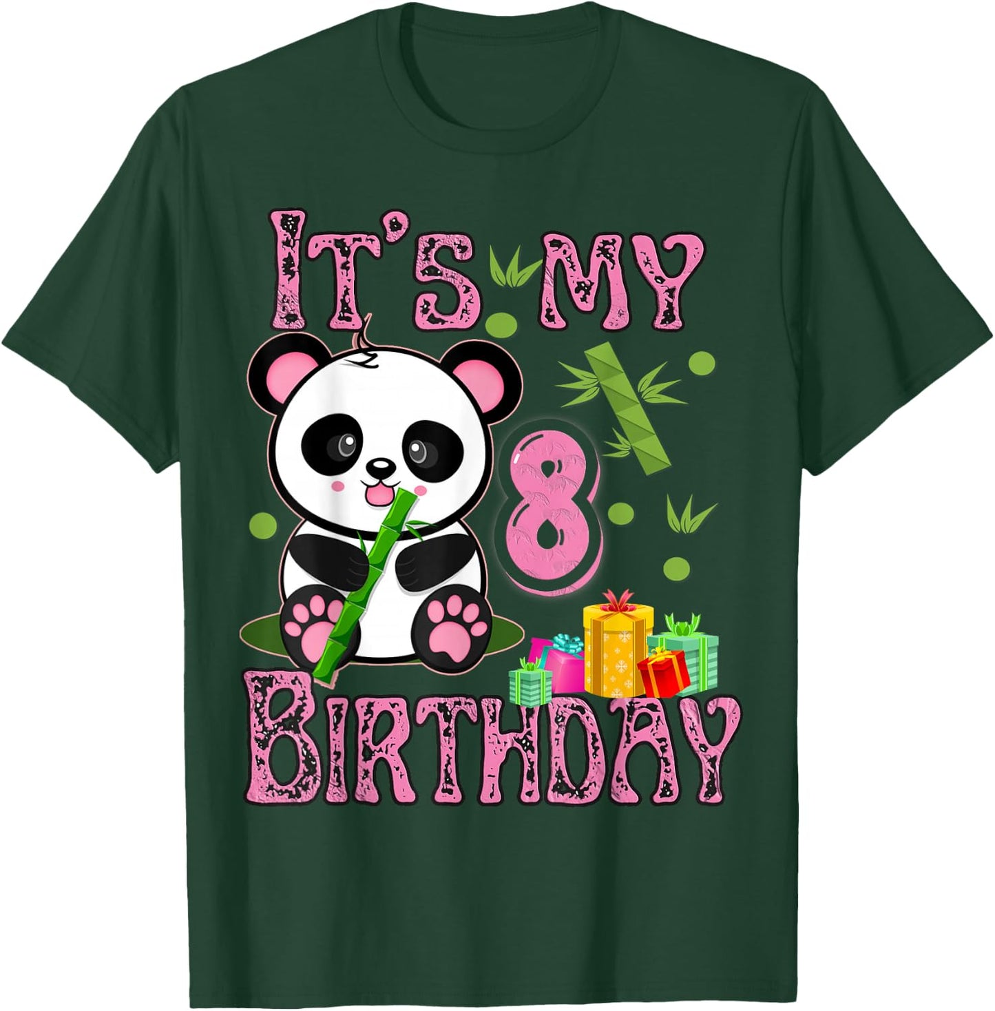 its my birthday Girl Panda 8 Years Old Girls T-Shirt - T-Shirt | Forest