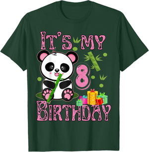 its my birthday Girl Panda 8 Years Old Girls T-Shirt - T-Shirt | Forest
