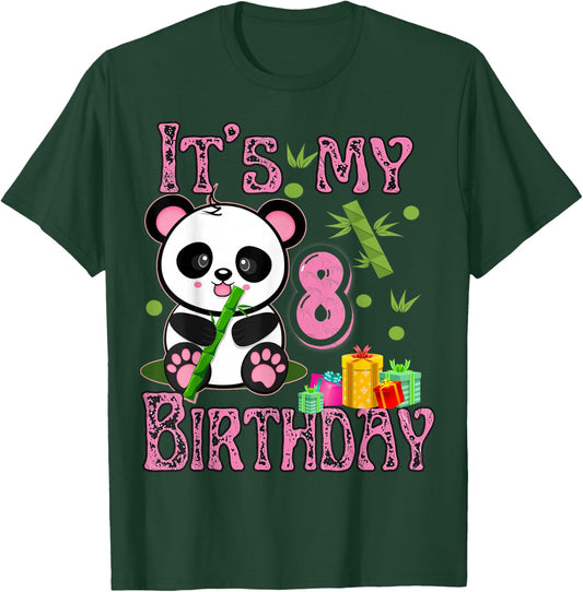 its my birthday Girl Panda 8 Years Old Girls T-Shirt - T-Shirt | Forest