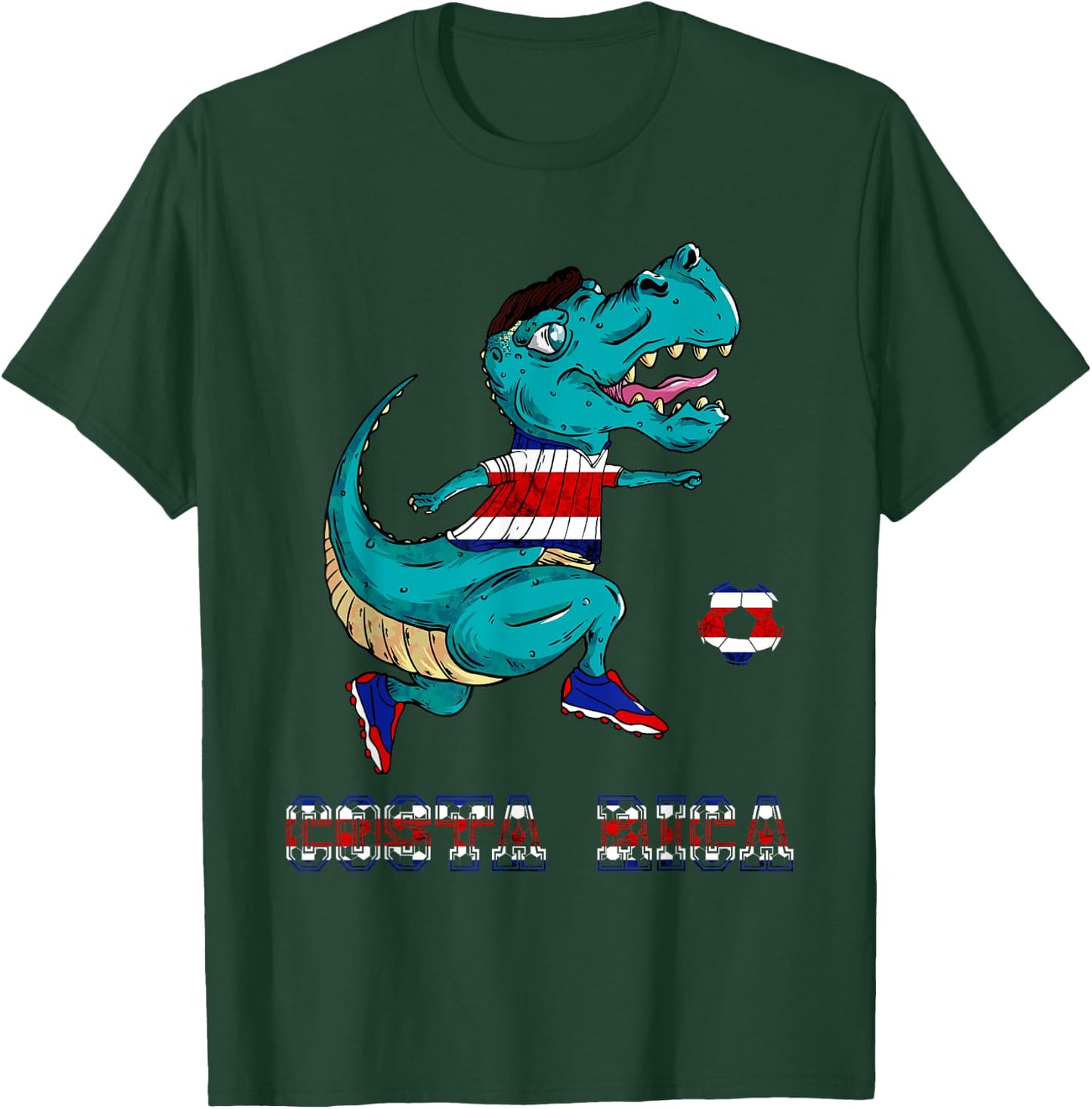 Costa Rica Costa Rican Soccer Team T-Rex Costa Rica Flag T-Shirt - T-Shirt | Forest