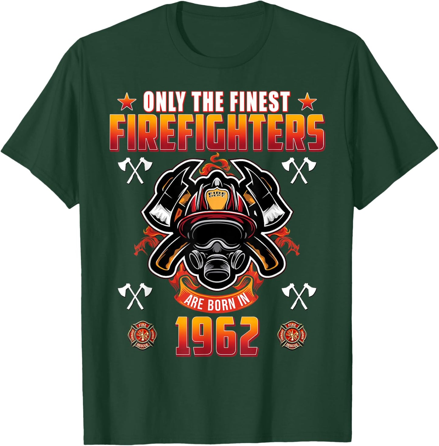 59 Year Old Firefighter Born in 1962 Vintage 59th Birthday T-Shirt - T-Shirt | Forest