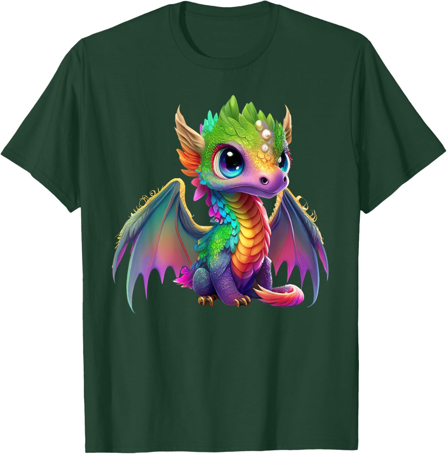 Colorful Dragon Baby Cute Pretty Birthday Graphic T-Shirt - T-Shirt | Forest
