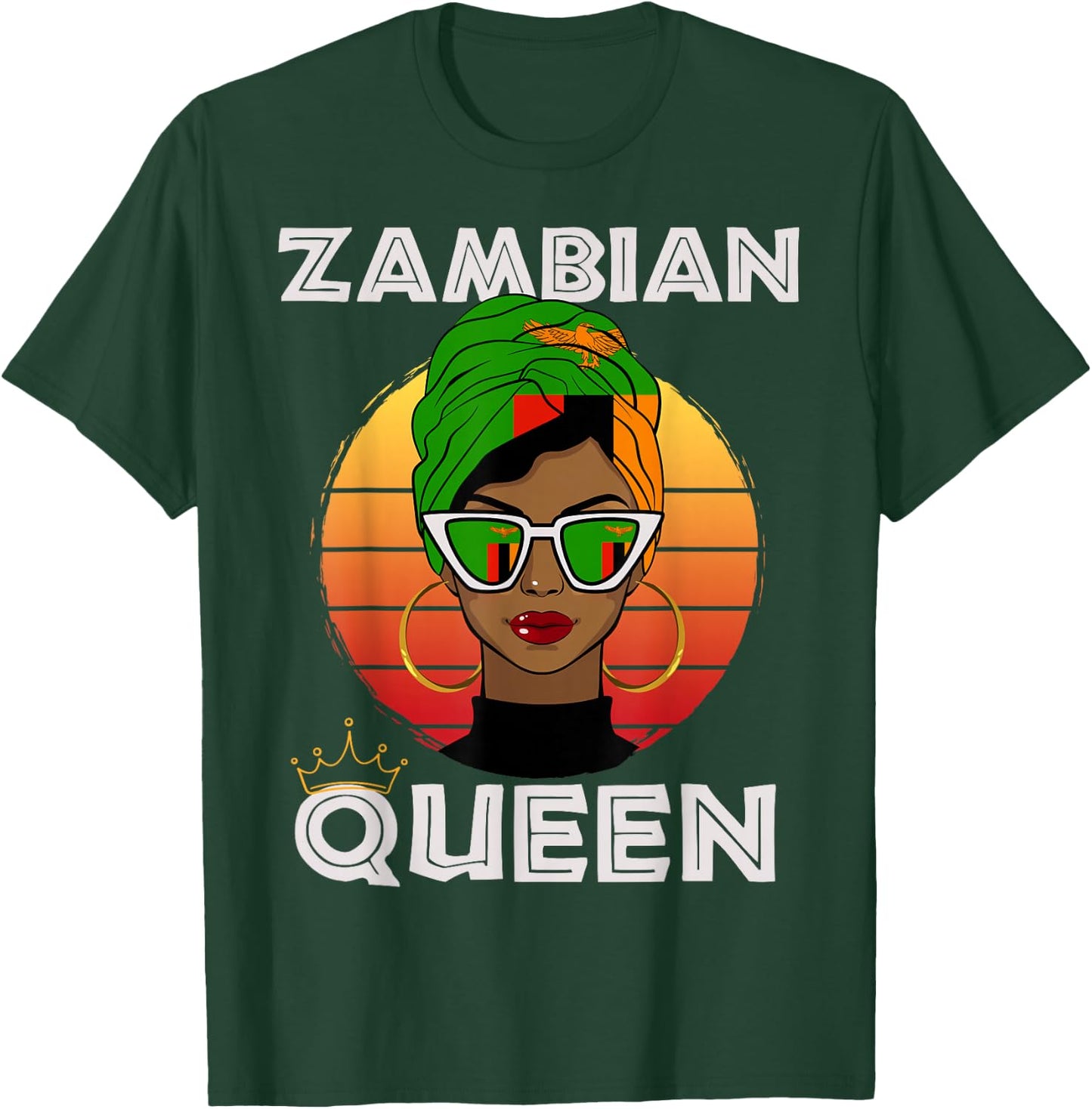 Zambian Queen, African Queen Zambia Flag, Zambia Women Girls T-Shirt - T-Shirt | Forest
