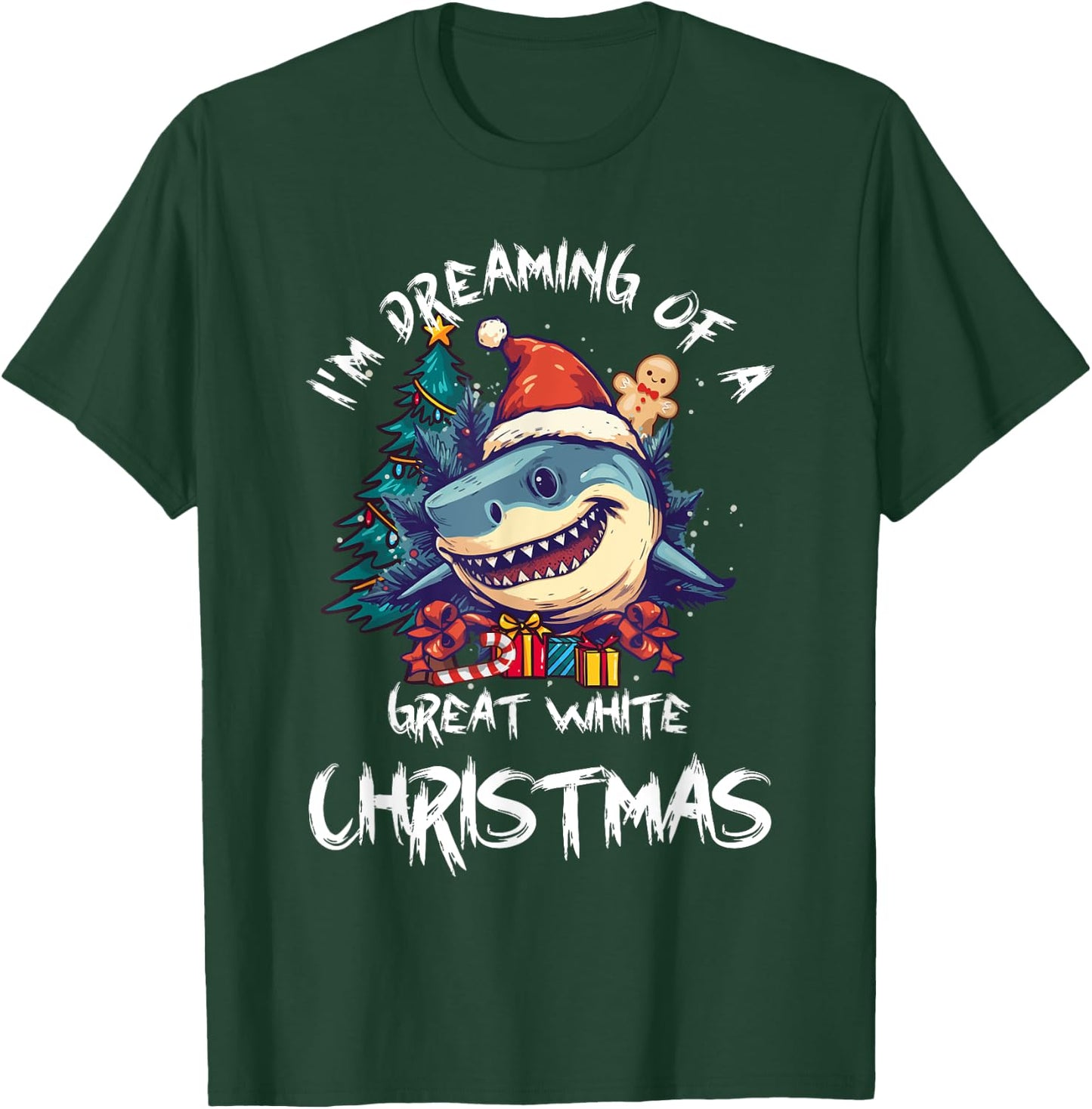 Christmas Shark Santa Hat Xmas Santa Jaws Funny Shark Pun T-Shirt - T-Shirt | Forest