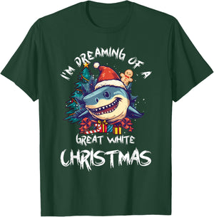 Christmas Shark Santa Hat Xmas Santa Jaws Funny Shark Pun T-Shirt - T-Shirt | Forest