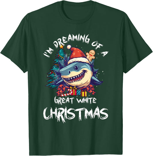 Christmas Shark Santa Hat Xmas Santa Jaws Funny Shark Pun T-Shirt - T-Shirt | Forest