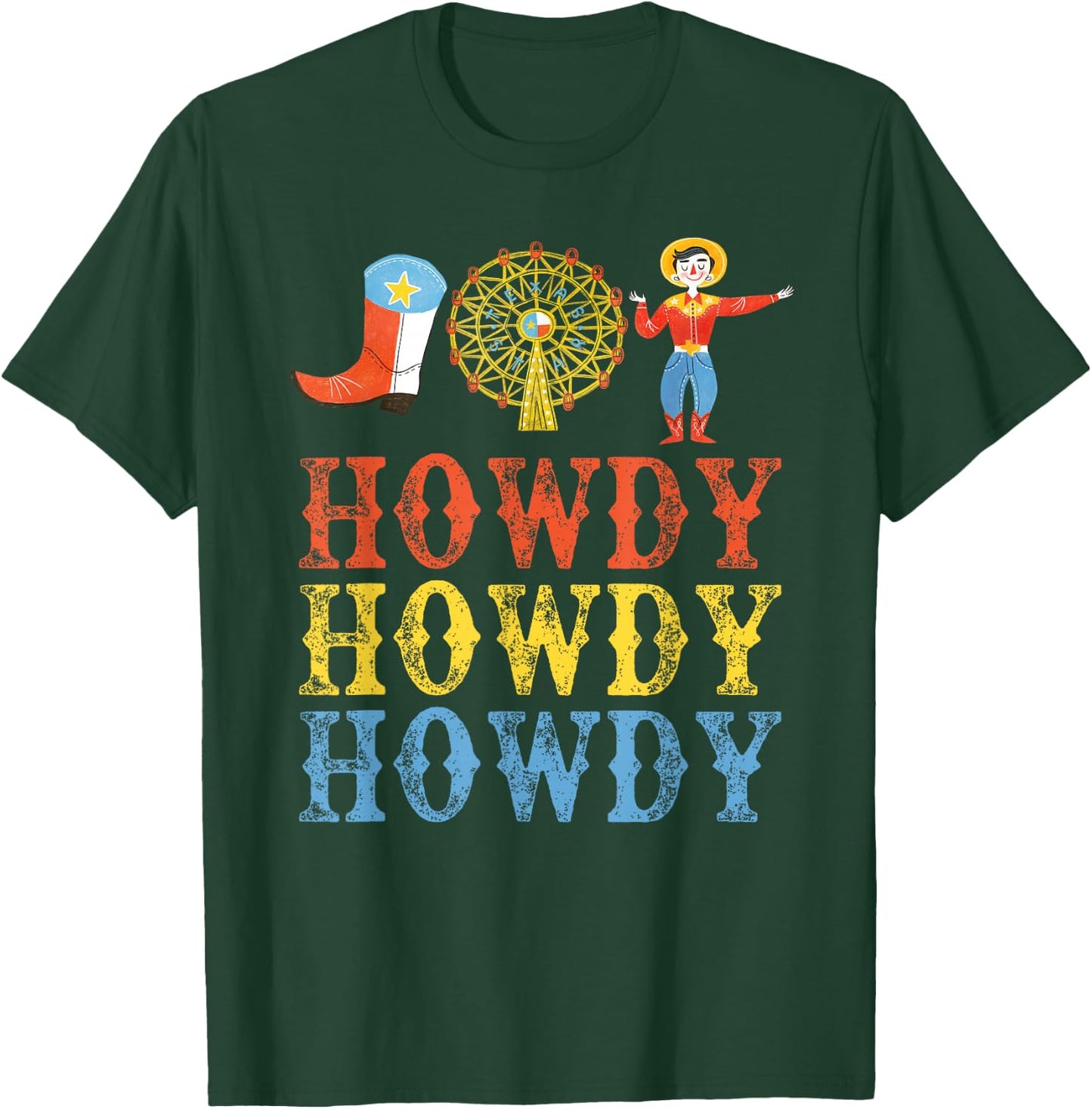 Texas Fair, State Fair Cowboy, Ferris Wheel, County Fair T-Shirt - T-Shirt | Forest