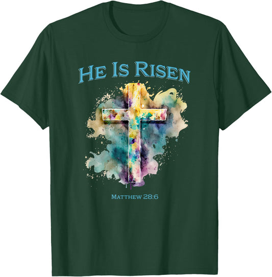 He Is Risen Jesus Christian Bible Quote Easter Good Friday T-Shirt - T-Shirt | Forest
