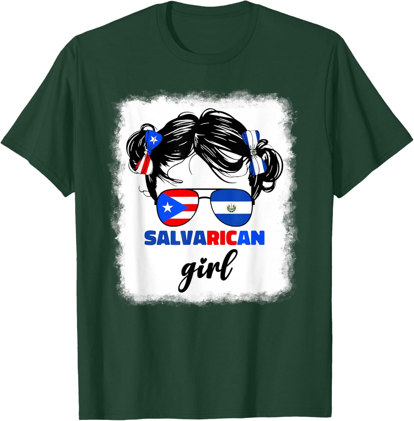 Half Salvadorian Puerto Rican Rico El Salvador Girls Kids T-Shirt - T-Shirt | Forest