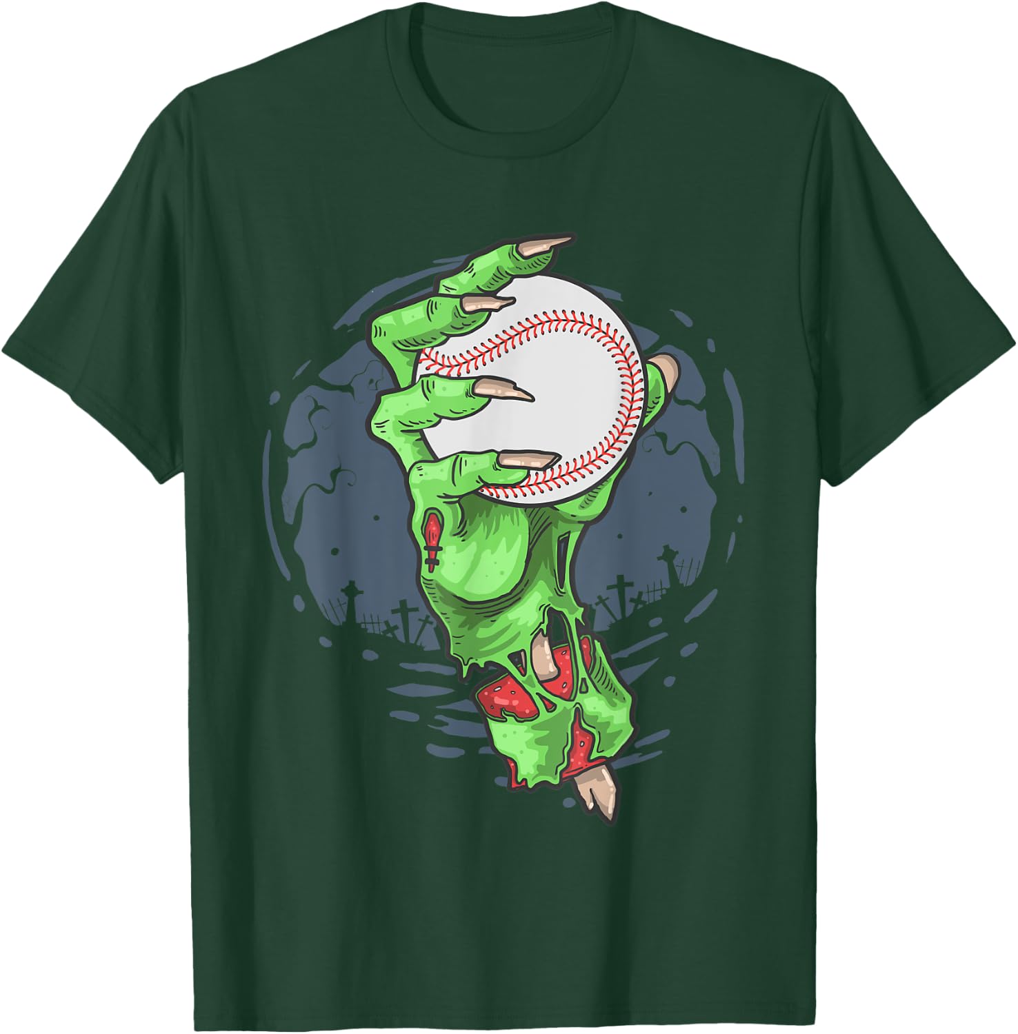 Baseball Zombie Hand Baseball Player Halloween Costume T-Shirt - T-Shirt | Forest