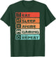 Eat Sleep Anime Gaming Repeat Otaku Manga Men Boys Retro T-Shirt - T-Shirt | Forest