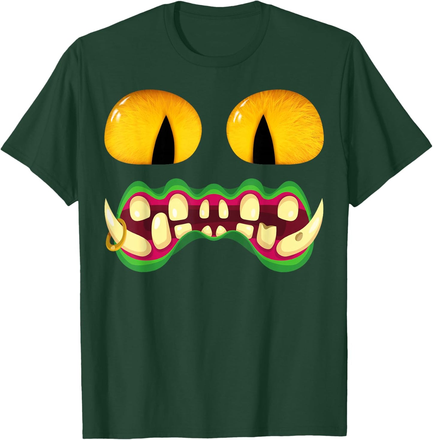Men's Women's Cat Monster Face Halloween Costume T-Shirt - T-Shirt | Forest