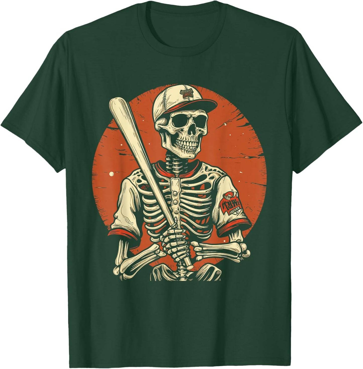 Spooky Creepy Vintage Baseball Skeleton Halloween Men Boys T-Shirt - T-Shirt | Forest