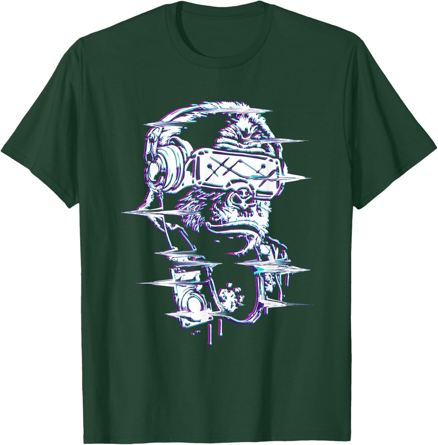 VR and VR Gamer with virtual reality and monkey T-Shirt - T-Shirt | Forest