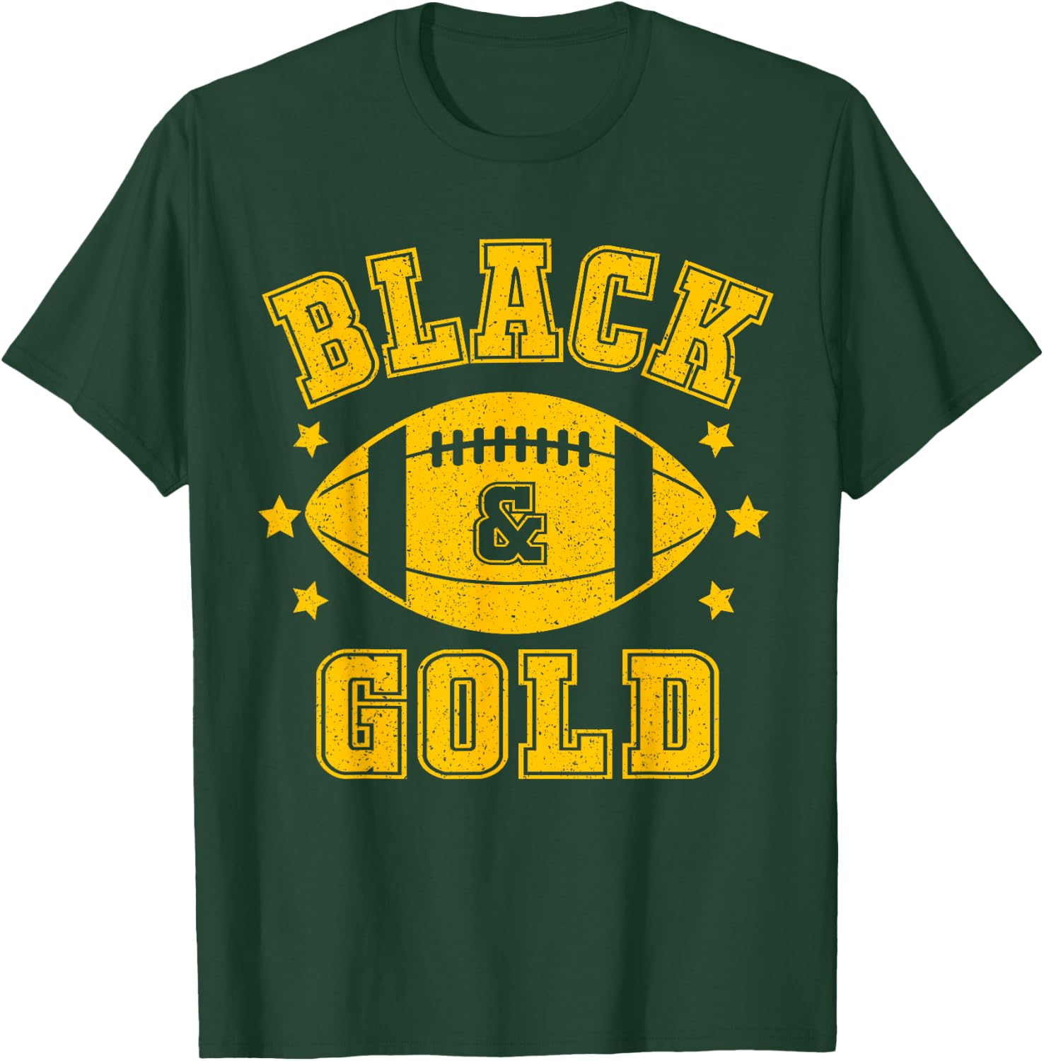 On Gameday Football We Wear Black And Gold School Spirit T-Shirt - T-Shirt | Forest