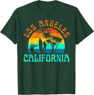 Los Angeles California Beach Surf Summer Vacation Girl Retro T-Shirt - T-Shirt | Forest