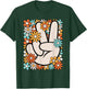 Hippie Peace Hand Sign Groovy Flower 60s 70s Men Women Kids T-Shirt - T-Shirt | Forest
