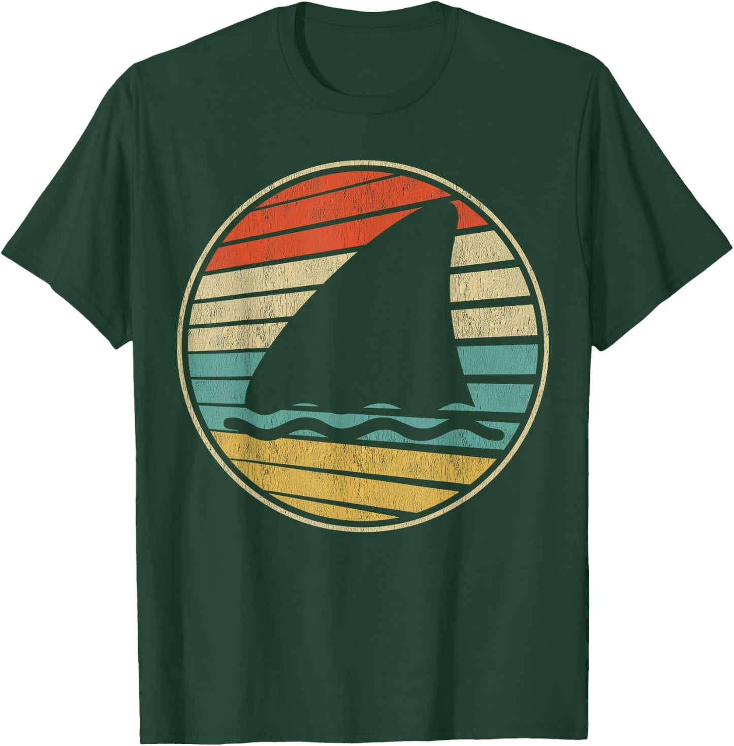 Cute Shark Fin Graphic Retro Vintage 70s 80s Shark Lover Fun T-Shirt - T-Shirt | Forest