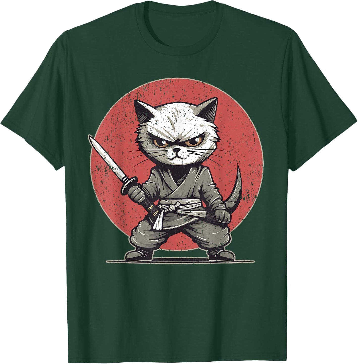 Kitten Ninja Cat Themed , Women's, Black, Small, Short Sleeve, , Modern, Cat Theme, All Seasons, 1 Count T-Shirt - T-Shirt | Forest