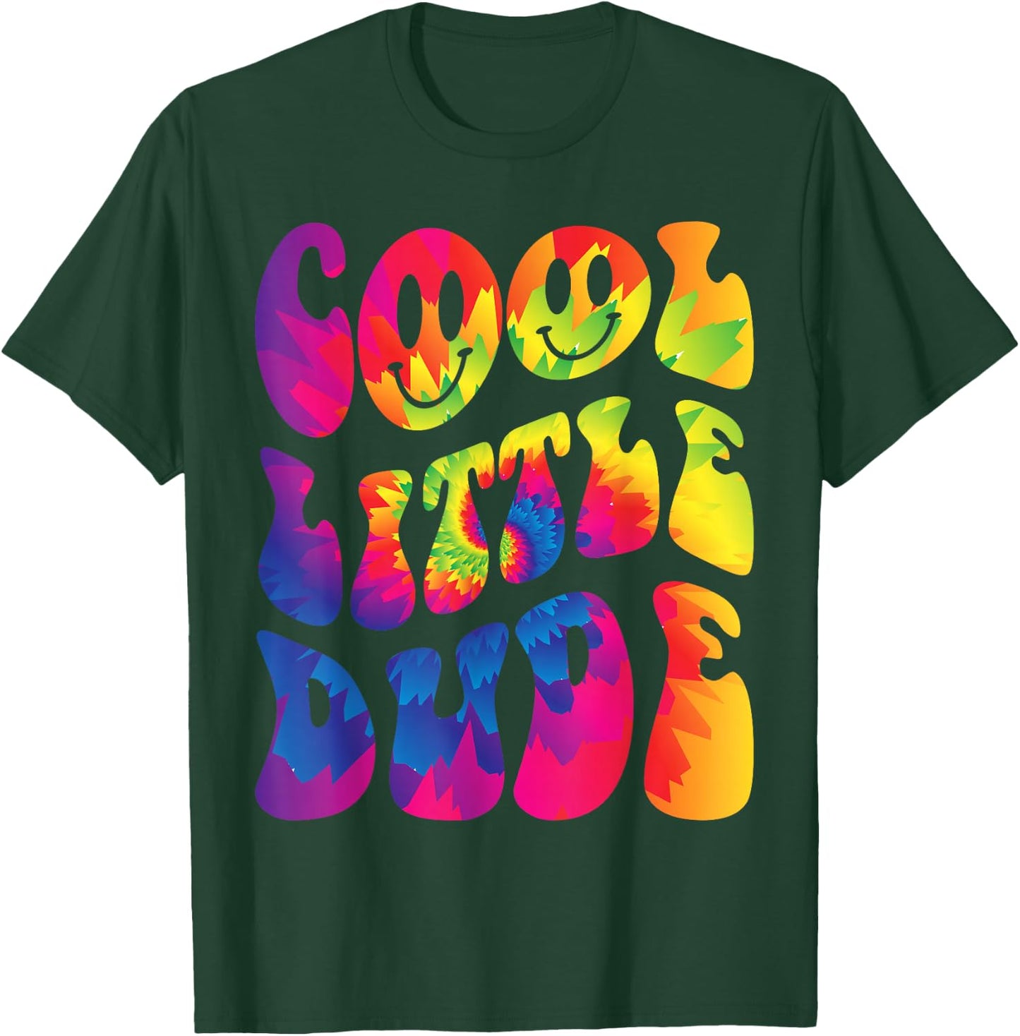 Cool Little Dude Retro Funny Tie Dye Outfit For Boys T-Shirt - T-Shirt | Forest