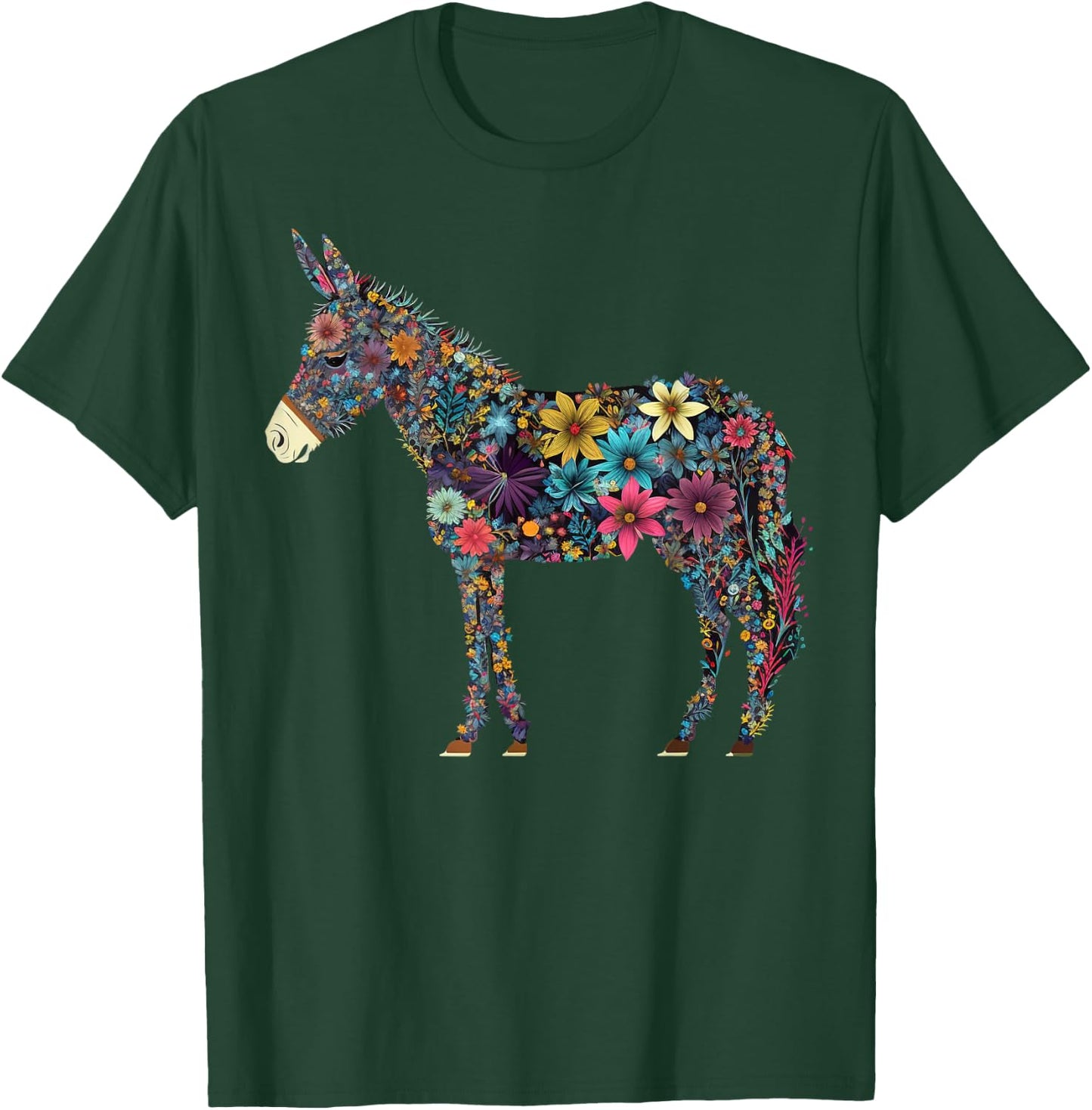 Cute Flower Donkey on summer Floral Donkey T-Shirt - T-Shirt | Forest