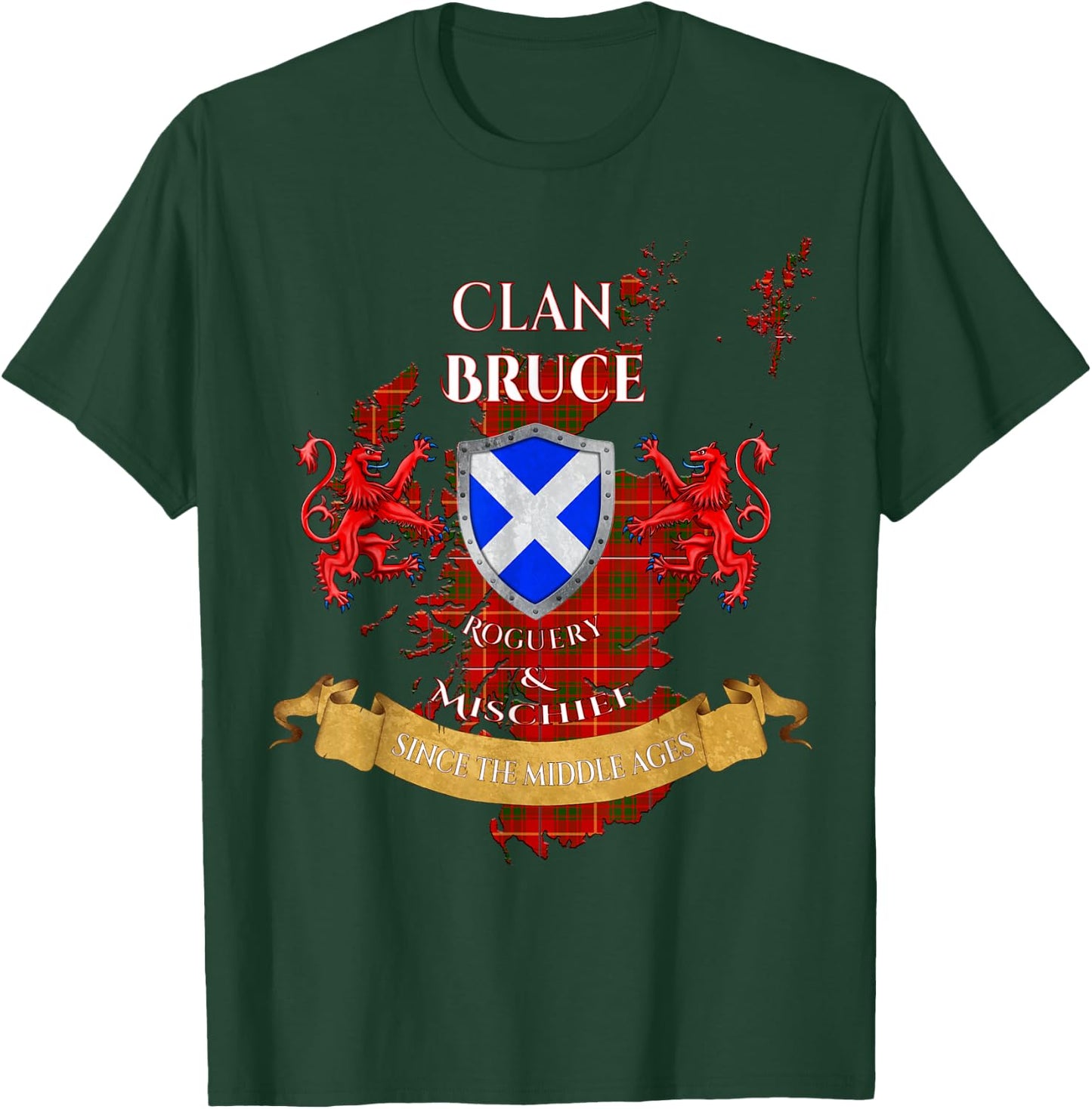 Bruce Scottish Family Clan Middle Ages Mischief T-Shirt - T-Shirt | Forest