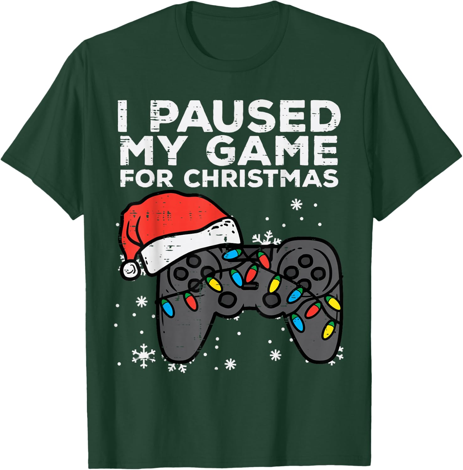 Paused My Game Christmas Gamer Xmas Men Boys Kids Youth Teen T-Shirt - T-Shirt | Forest