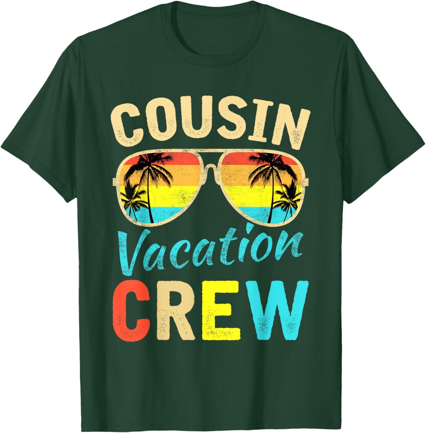 Cousin Crew Family Vacation Summer Vacation Beach Sunglasses Men Women Girls Kids T-Shirt - T-Shirt | Forest