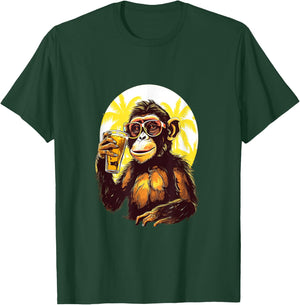 Monkey Drinking Beer Funny Beer Drinker Drunk Gorilla Ape T-Shirt - T-Shirt | Forest