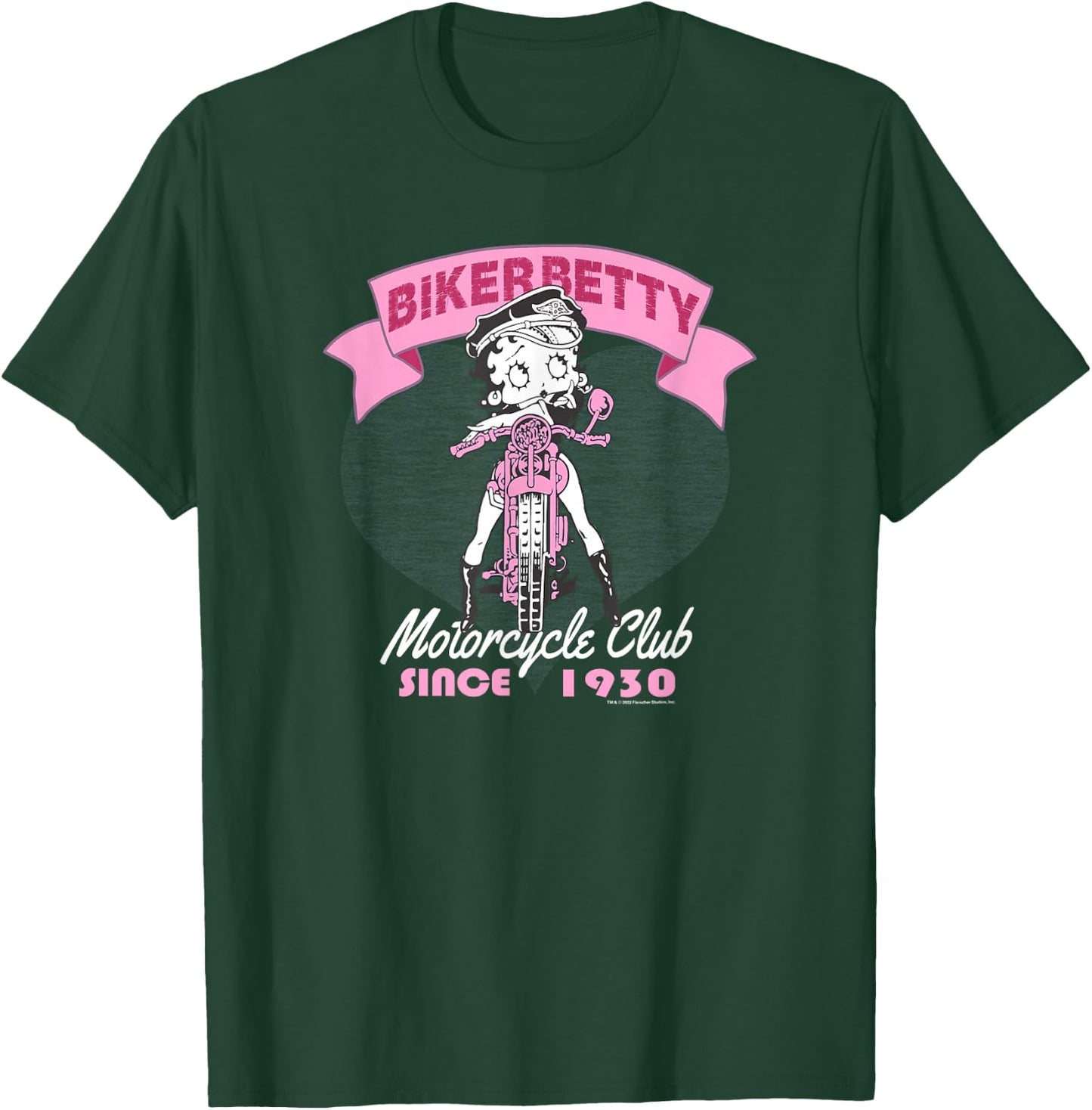 Betty Boop Biker Betty Motorcycling Club T-Shirt - T-Shirt | Forest