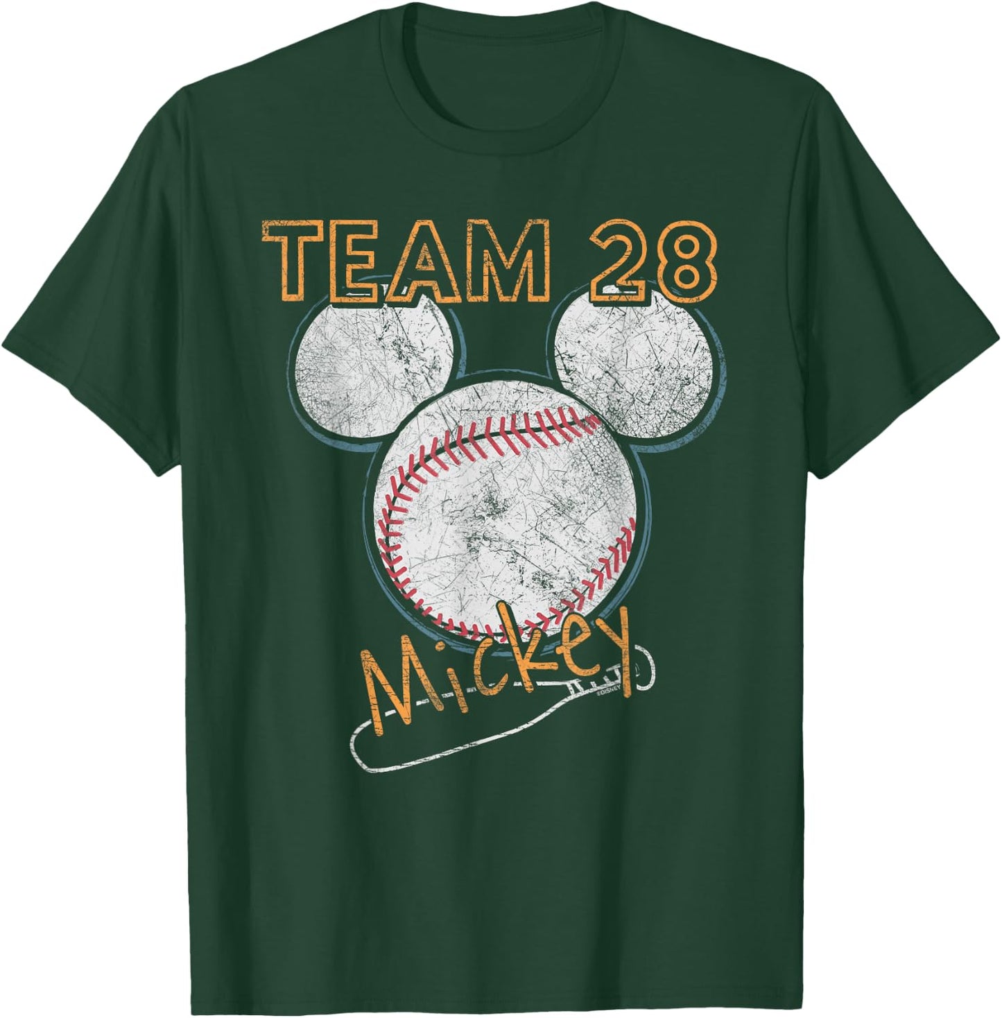 Disney Mickey Mouse Baseball Team 28 Sports Distressed T-Shirt - T-Shirt | Forest