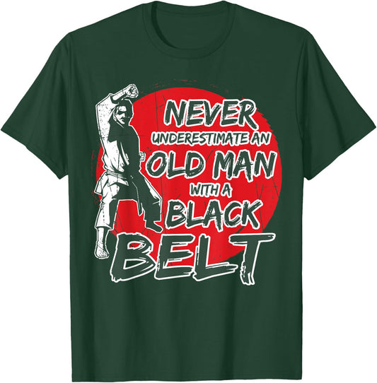 Karate Old Man With a Black Belt T-Shirt - T-Shirt | Forest