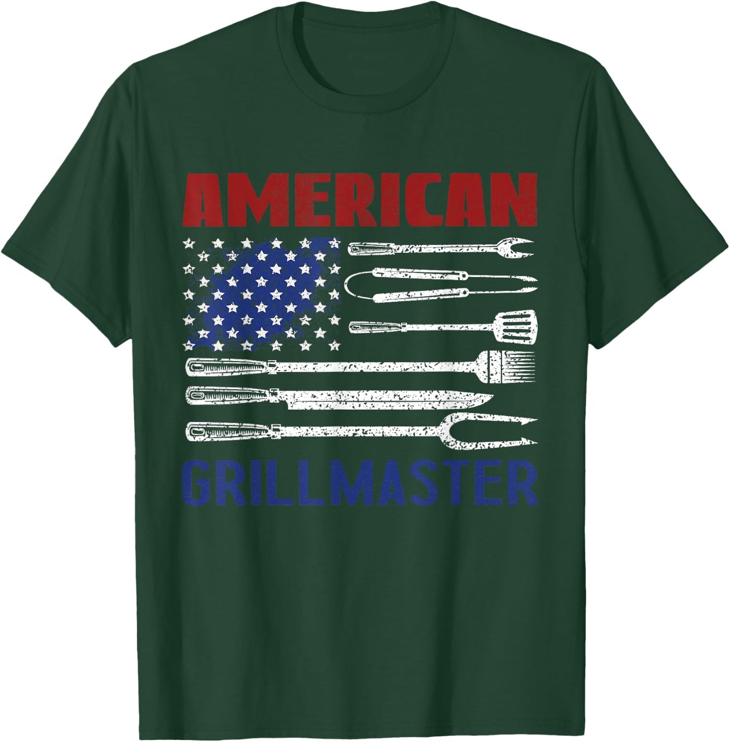 Patriotic American Flag Grill Barbeque Master Kids Men T-Shirt - T-Shirt | Forest