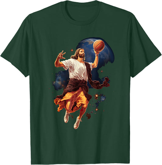 Funny Jesus Playing Basketball T-Shirt - T-Shirt | Forest
