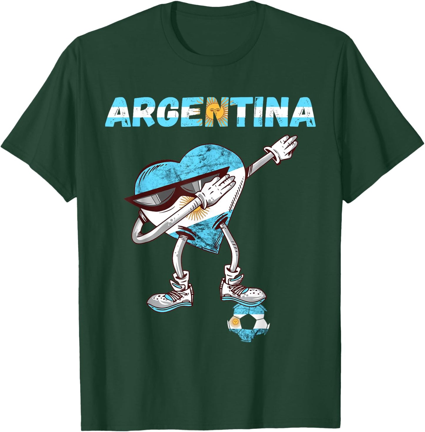 Argentinian Soccer Team Heart Sun Of May Argentina Flag T-Shirt - T-Shirt | Forest
